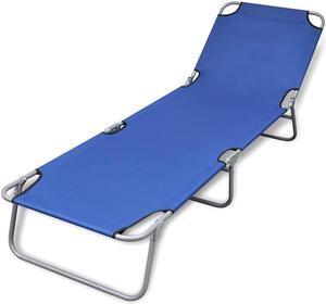 vidaXL Folding Sun Lounger Powder-coated Steel Blue