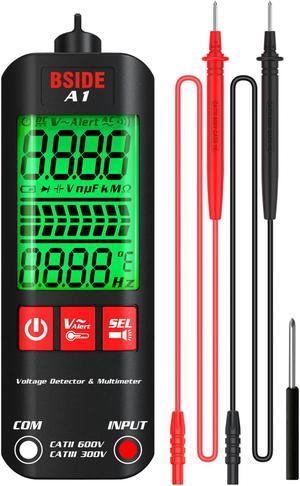 BSIDE A1 Mini Multimeter LCD Digital Tester Voltage Detector 2000 Counts DC/AC Voltage Frequency Resistance NCV Continuity Live Wire Neutral Wire Check True RMS Meter