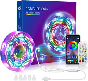 Smart Led Strip Lights 24.6ft Marquee RGBIC Bluetooth Led Strip Lights 5050 APP Control Music Sync Time Setting Color Changing Led Light Strips with 24 Keys Remote Controller for Bedroom,Room,Home Dec Smart Led Strip Lights 24.6ft Marquee RGBIC Bluetooth Led Strip Lights 5050 APP Control Music Sync Time Setting Color Changing Led Light Strips with 24 Keys Remote Controller for Bedroom,Room,Home Dec