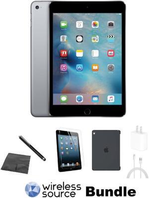 Apple iPad Mini 2 A1489 (WiFi) 16GB Space Gray Bundle w/ Case, Tempered Glass, Stylus, Microfiber Cleaning Cloth, Charger