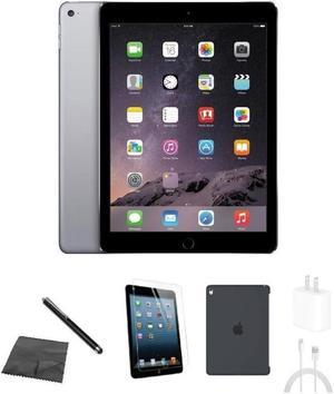 Refurbished Apple iPad Air 2 A1566 WiFi 16GB Space Gray Bundle w Case Tempered Glass Stylus Charger