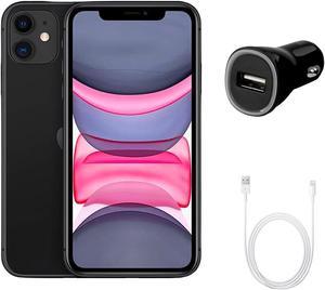 Refurbished Apple iPhone 11 A2111 Fully Unlocked 64GB Black Grade A w Fast Car Charger