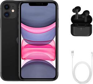 Refurbished Apple iPhone 11 A2111 Fully Unlocked 64GB Black Grade B w Wireless Earbuds