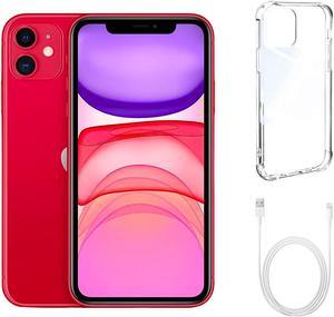 Refurbished Apple iPhone 11 A2111 Fully Unlocked 64GB Red Grade A w Clear Phone Case