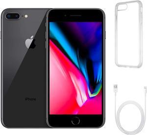 Refurbished Apple iPhone 8 Plus A1864 Fully Unlocked 256GB Space Gray Grade A w Clear Phone Case