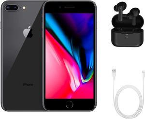 Refurbished Apple iPhone 8 Plus A1864 Fully Unlocked 256GB Space Gray Grade A w Wireless Earbuds