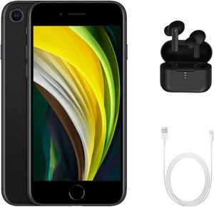 Refurbished Apple iPhone SE 2nd Gen A2275 Fully Unlocked 64GB Black Grade B w Wireless Earbuds