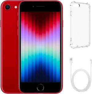 Refurbished Apple iPhone SE 3rd Gen A2595 Fully Unlocked 64GB Red Grade A w Clear Phone Case