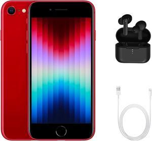 Refurbished Apple iPhone SE 3rd Gen A2595 Fully Unlocked 64GB Red Grade A w Wireless Earbuds