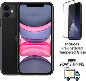Refurbished Apple iPhone 11 A2111 Fully Unlocked 128GB Black Grade A w PreInstalled Tempered Glass