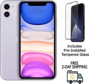 Refurbished Apple iPhone 11 A2111 Fully Unlocked 128GB Purple Grade A w PreInstalled Tempered Glass