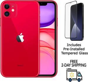 Refurbished Apple iPhone 11 A2111 Fully Unlocked 128GB Red Grade A w PreInstalled Tempered Glass