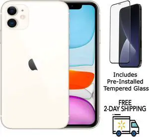 Apple iPhone 11 A2111 (Fully Unlocked) 128GB White (Grade A) w/ Pre-Installed Tempered Glass Apple iPhone 11 A2111 (Fully Unlocked) 128GB White (Grade A) w/ Pre-Installed Tempered Glass