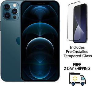 Apple iPhone 12 Pro Max A2342 (Fully Unlocked) 128GB Pacific Blue (Grade A) w/ Pre-Installed Tempered Glass
