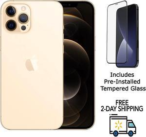 Apple iPhone 12 Pro Max A2342 (Fully Unlocked) 128GB Gold (Grade A) w/ Pre-Installed Tempered Glass