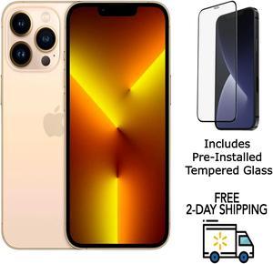 Refurbished Apple iPhone 13 Pro A2483 Fully Unlocked 128GB Gold Grade A w PreInstalled Tempered Glass