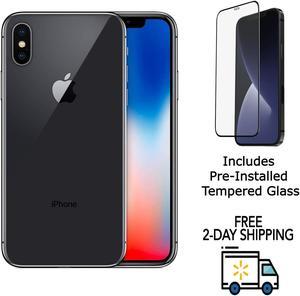 Refurbished Apple iPhone X A1865 Fully Unlocked 64GB Space Gray Grade A w PreInstalled Tempered Glass