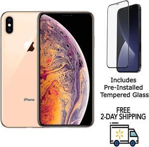 Refurbished Apple iPhone XS A1920 Fully Unlocked 256GB Gold Grade A w PreInstalled Tempered Glass