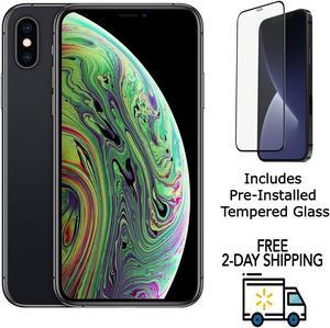 Refurbished Apple iPhone XS A1920 Fully Unlocked 256GB Space Gray Grade A w PreInstalled Tempered Glass