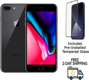 Refurbished Apple iPhone 8 Plus A1864 Fully Unlocked 64GB Space Gray Grade A w PreInstalled Tempered Glass