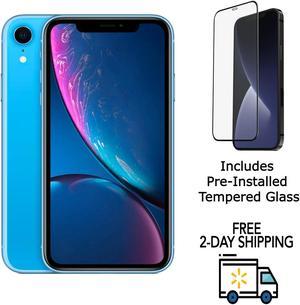 Apple iPhone XR A1984 (Fully Unlocked) 128GB Blue (Grade A) w/ Pre-Installed Tempered Glass