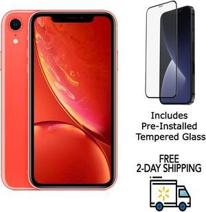 Apple iPhone XR A1984 (Fully Unlocked) 128GB Coral (Grade A) w/ Pre-Installed Tempered Glass