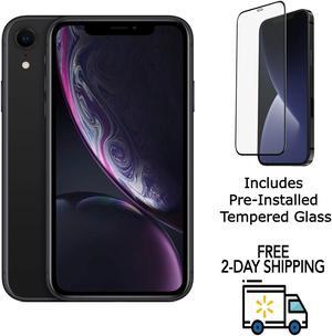 Apple iPhone XR A1984 (Fully Unlocked) 64GB Black (Grade A) w/ Pre-Installed Tempered Glass