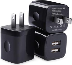 USB Wall Charger, Charging Block, 3Pack Dual Port 2.1A Wall Charger Brick Base Charging Cube Plug Phone Charger Box Compatible iPhone XS Max/XR/X/8/7/6/6s, iPad, Samsung Galaxy S9 S8 S7 S6, LG