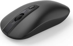 Wireless Computer Mouse,  2.4G Slim Cordless Mouse Less Noise for Laptop Ergonomic Optical with Nano Receiver USB Mouse for Laptop, Deskbtop, MacBook (BAT Black)