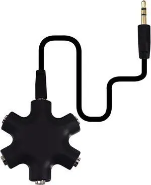 Headphone Splitter - 5-Jack 3.5mm Audio Stereo Adapter for Headsets, Earbuds, Earphones - 1 Male to 4 Female With Stereo Cable Headphone Splitter - 5-Jack 3.5mm Audio Stereo Adapter for Headsets, Earbuds, Earphones - 1 Male to 4 Female With Stereo Cable