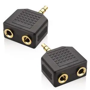 3.5mm Headphone Y Splitter, 1 Male to 2 Female Jacks, 2-Pack, Share Audio 3.5mm Headphone Y Splitter, 1 Male to 2 Female Jacks, 2-Pack, Share Audio