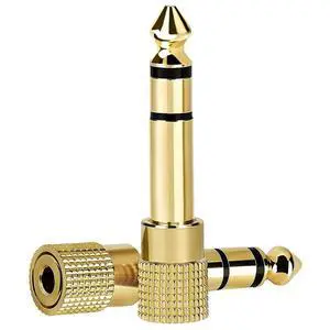 6.35mm (1/4 inch) Male to 3.5mm (1/8 inch) Female Stereo Audio Headphone TRS Jack Cable Converter,Gold Plated Copper 2 Pack 6.35mm (1/4 inch) Male to 3.5mm (1/8 inch) Female Stereo Audio Headphone TRS Jack Cable Converter,Gold Plated Copper 2 Pack