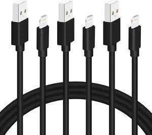 Black iPhone Charger Cable, 3-Pack 3FT MFi Certified Fast Charging Cord Data Sync Lightning to USB-A Cable Compatible with iPhone14/13/12/ Mini/Pro/Max/ 11/ XS/XR/SE/ 8/7/ 6/ Plus/iPad/AirPods Black iPhone Charger Cable, 3-Pack 3FT MFi Certified Fast Charging Cord Data Sync Lightning to USB-A Cable Compatible with iPhone14/13/12/ Mini/Pro/Max/ 11/ XS/XR/SE/ 8/7/ 6/ Plus/iPad/AirPods