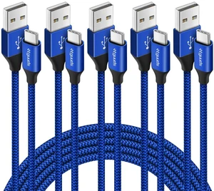USB A to USB C Cable, 5-Pack (3/3/6/6/10 ft) Fast Charging Type C | Charger Cord USBC for iPhone 17 16 15 Pro Max Plus Air, Samsung Galaxy S26 S25 S24 S23 S22 S21 S20 A56 A17 A16, Moto, Blue USB A to USB C Cable, 5-Pack (3/3/6/6/10 ft) Fast Charging Type C | Charger Cord USBC for iPhone 17 16 15 Pro Max Plus Air, Samsung Galaxy S26 S25 S24 S23 S22 S21 S20 A56 A17 A16, Moto, Blue