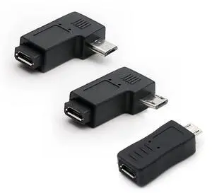 BUCIER Micro USB to Micro USB Adapter, 90 Degree Left & Right Angled Android Connector, 3-Pack