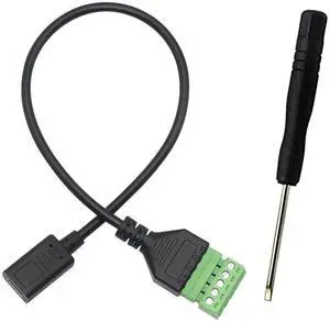 BUCIER USB C Terminal, Type C Female Screw Terminal Block Connector Solderless Pluggable 5P Block Extension Cord Transfer Data & Charging for Type-C Interface Devices (USB C Female)