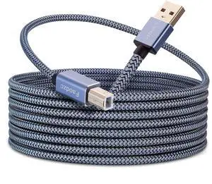 25 ft Printer Cable, Nylon Braided USB 2.0 Type A to B Cord, High-Speed 480Mbps Double Shielded Scanner Wire, Compatible with HP, Compatible with Canon, MIDI & Audio Interfaces 25 ft Printer Cable, Nylon Braided USB 2.0 Type A to B Cord, High-Speed 480Mbps Double Shielded Scanner Wire, Compatible with HP, Compatible with Canon, MIDI & Audio Interfaces