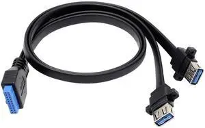 BUCIER USB 3.0 Front Panel Cable, Motherboard 19/20pin Cable to USB Female Splitter Adapter Extension Connector -50cm/19.6inch