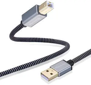 Nanxudyj Printer Cable 2ft, USB Printer Nylon Braid Cord 2.0 Type A Male to B Male Cable Scanner Cord High Speed Compatible with HP, Canon, Dell,Lexmark, Xerox, Samsung and More 0.6M Nanxudyj Printer Cable 2ft, USB Printer Nylon Braid Cord 2.0 Type A Male to B Male Cable Scanner Cord High Speed Compatible with HP, Canon, Dell,Lexmark, Xerox, Samsung and More 0.6M