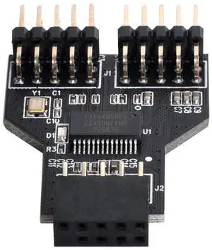 Vszerda USB 2.0 Front Panel Header 9Pin/10Pin 1 to 2 HUB 9Pin/10Pin Mainboard Header Extension Connector Adapter