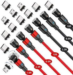Bojianxin 540 Rotation Magnetic Charging Cable (7-Pack, 1.6ft/3.3ft/3.3ft/6.6ft/6.6ft/10ft/10ft) - 3 in 1 Magnetic Phone Charger Compatible with Micro USB, Type C etc Bojianxin 540 Rotation Magnetic Charging Cable (7-Pack, 1.6ft/3.3ft/3.3ft/6.6ft/6.6ft/10ft/10ft) - 3 in 1 Magnetic Phone Charger Compatible with Micro USB, Type C etc
