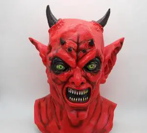 Halloween scary red head zombie mask headdress Halloween masquerade horror funny mask