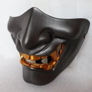 Halloween prajna mask half face Japanese adult grimace demon Japanese resin horror tactical mask