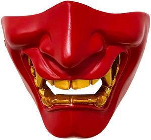 Halloween prajna mask half face Japanese adult grimace demon Japanese resin horror tactical mask