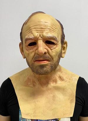 Halloween old man head mask wig human face headgear mask Halloween party scary mask