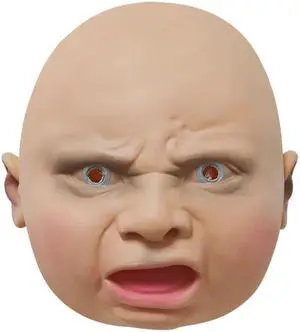 Realistic smile crying boy baby hood crying face baby mask hood Halloween party haunted house horror mask