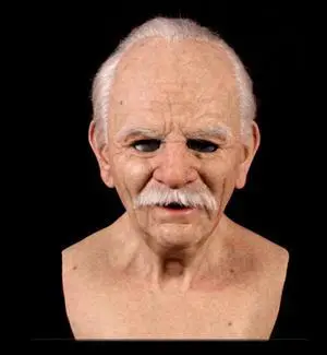 Halloween old man head mask wig human face headgear mask Halloween party scary mask
