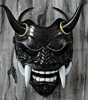Halloween party red prajna mask prajna cosplay noh Japanese noh mask resin red face grimace fangs