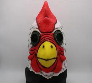 Fire rooster headgear mask Halloween animal headgear Latex chicken head flying bird party toy