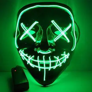 Halloween Led Light Up Mask, Purge Mask, Scary EL Wire Light up Mask Cosplay Led Costume Mask for Halloween, Festival, Party